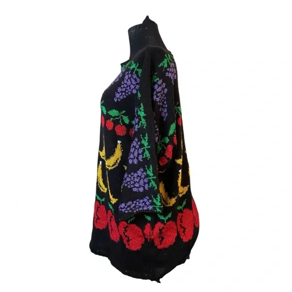 Vintage French Rags Hand-Loomed Fruit Crew Neck Sweater - Picture 3 of 16